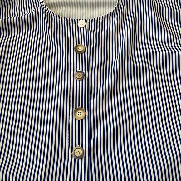 Chiara Cocol Large Blouse Top ~ Stripe Button Front Sweater Sleeves - Picture 7 of 11